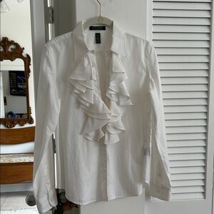 Lauren Ralph Lauren White Ruffled Blouse
